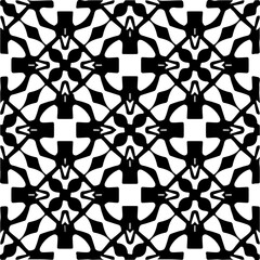 Background with abstract shapes. Black and white texture. Seamless monochrome repeating pattern for web page, textures, card, poster, fabric, textile.
