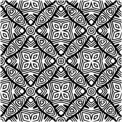 Background with abstract shapes. Black and white texture. Seamless monochrome repeating pattern for web page, textures, card, poster, fabric, textile.