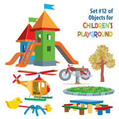 Set of objects for children's playground. Vector illustration