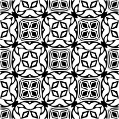 Background with abstract shapes. Black and white texture. Seamless monochrome repeating pattern  for decor, fabric, cloth.