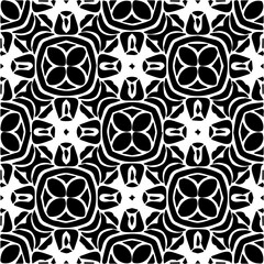 Background with abstract shapes. Black and white texture. Seamless monochrome repeating pattern  for decor, fabric, cloth.