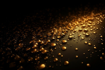 Fototapeta na wymiar Glittering Gold Dust Background on a dark background with gold particles and glitter, creating a mesmerizing effect. Ai generated