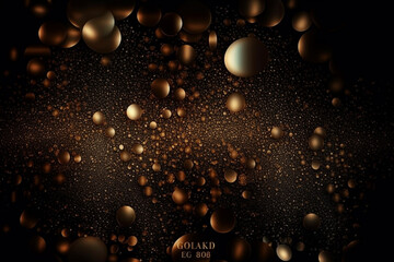 Glittering Gold Dust Background on a dark background with gold particles and glitter, creating a mesmerizing effect. Ai generated