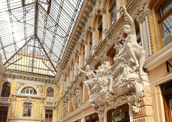  Interior of atrium in Passage - old covered mall and architectural monument in Odessa, Ukraine