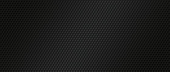 Black steel emboss hexagon pattern as decoration on the wall and background