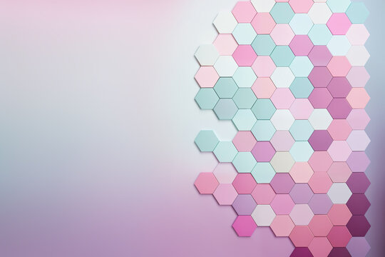 Abstract background with hexagonal tiles, pastel palette. Generative AI