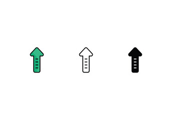 arrow up icons set with 3 styles, vector stock illustration