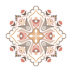 Traditional ornate portuguese decorative tiles azulejos. Abstract background. Vector hand drawn illustration, typical portuguese tiles, floral patchwork design. Moroccan or Mediterranean square tiles