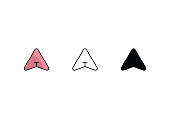 arrow up icons set with 3 styles, vector stock illustration