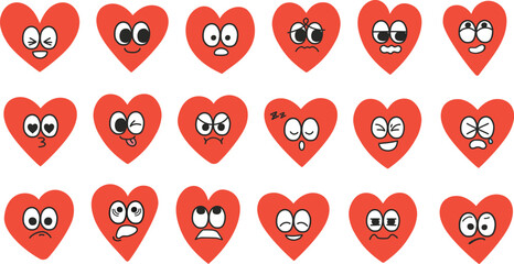 表情豊かなハートのイラストのセット