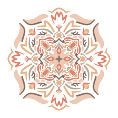 Fototapeta premium Traditional ornate portuguese decorative tiles azulejos. Abstract background. Vector hand drawn illustration, typical portuguese tiles, floral patchwork design. Moroccan or Mediterranean square tiles