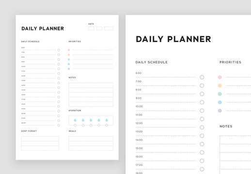 Daily Planner Layout With Minimal Design Style