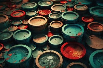 collection of antique pottery with a rustic and weathered appearance. Generative AI