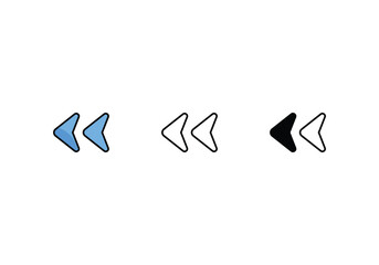 arrrow left icons set with 3 styles, vector stock illustration
