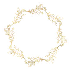 Obraz premium Floral gold wreath illustration