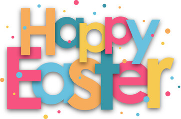 HAPPY EASTER colorful typography banner on transparent background