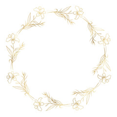 Fototapeta na wymiar Floral gold wreath illustration