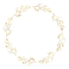 Naklejka na ściany i meble Floral gold wreath illustration
