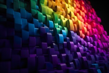 Gay Pride. 3D Render of colorful boxes in the colors of the rainbow. Freedom and love concept. Pride month. activism, community and freedom. Abstract artwork. Generative AI.