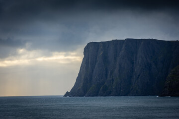 Cliff of the North Cape and the Arctic Ocean from Knivskjellodden,  the true northernmost point of...