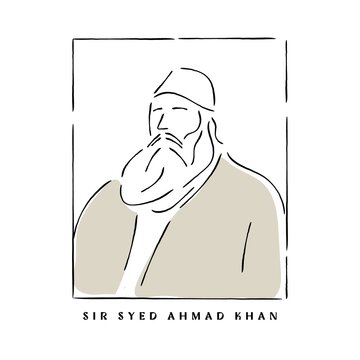 illustration of a person in a shirt named Sir Syed Ahmed khan