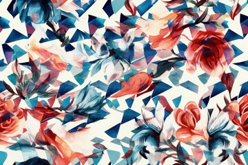colorful floral painting on a white canvas. Generative AI
