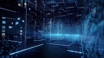Obraz premium 3D rendering of abstract technology concept. Futuristic cyberspace background,Abstract 3d rendering of data processing. Futuristic technology style.Generative Ai
