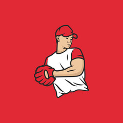 Baseball player illustration vector. Baseball player vector isolated