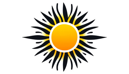 Fototapeta premium Creative minimalistic sun logo isolated, generative AI.