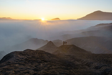 Man with horse in Mount Bromo, East java