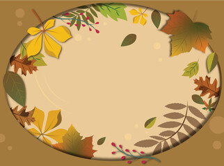 Fall leaves frame in papercut out