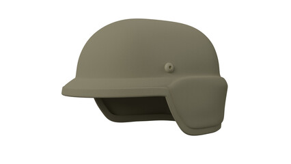 Modern military helmet in sand color isolated on transparent background. Military concept. 3D render