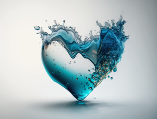 Fototapeta na wymiar Heart made by blue transparent water background created with Generative AI technology
