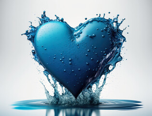Fototapeta na wymiar Heart made by blue transparent water background created with Generative AI technology