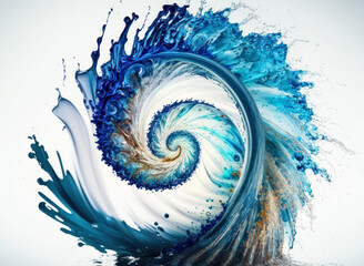 Radial spiral water splash background created with Generative AI technology