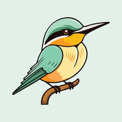 Cute Green Yellow Bird Illustration, Adorable Avian Art, Charming Style