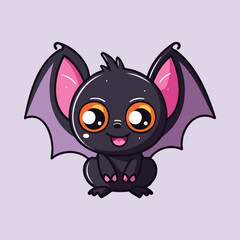 Sweet Bat Vector Design, Lovely Nocturnal Animal Graphic, Charming Art