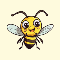 Adorable Happy Bee Vector Illustration, Cute Insect Art, Buzzing Design