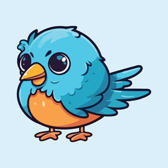 Lovely Blue Orange Bird Vector Design, Charming Feathered Friend Art