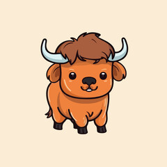 Adorable Bison Vector Illustration, Cute Animal Art, Charming Wildlife