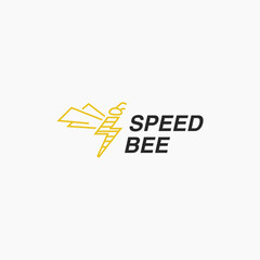 unique speed bee sign logo vector design template isolated on white background. 