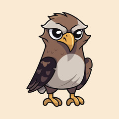 Cute Buzzard Bird Illustration Vector: Adorable Raptor Design Art