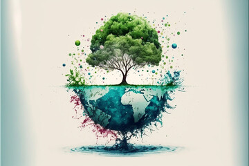 World environment and Earth Day concept with colorful globe and eco friendly enviroment. Generative ai.