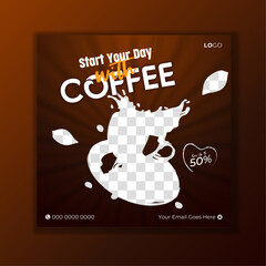 Coffee shop drink menu promotion social media post banner template