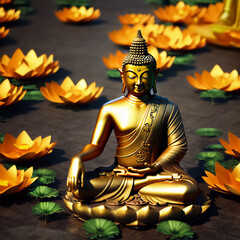 Obraz premium vesak, buddha in a lotus,Buddha Jayanti,Tibetan Buddhism,Parinirvana Day