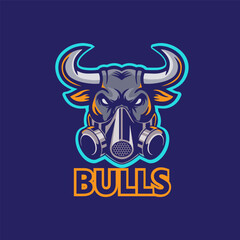 bull wearing mask logo vector illustration