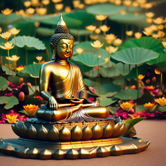 Obraz premium vesak, buddha in a lotus,Buddha Jayanti,Tibetan Buddhism,Parinirvana Day