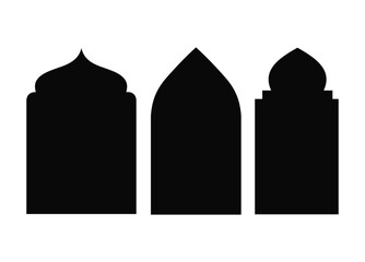 Islamic windows and arches. set of silhouette of Islamic Bagde. Islamic Design, Label, Sign, Sticker, icon, symbol