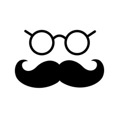 Nerd glasses and mustaches icon black vector icon isolated