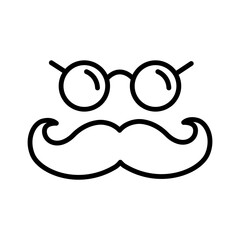 Nerd glasses and mustaches line icon black vector icon
